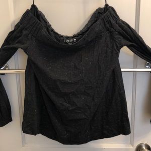 Loft sparkle silver cold shoulder T-shirt small